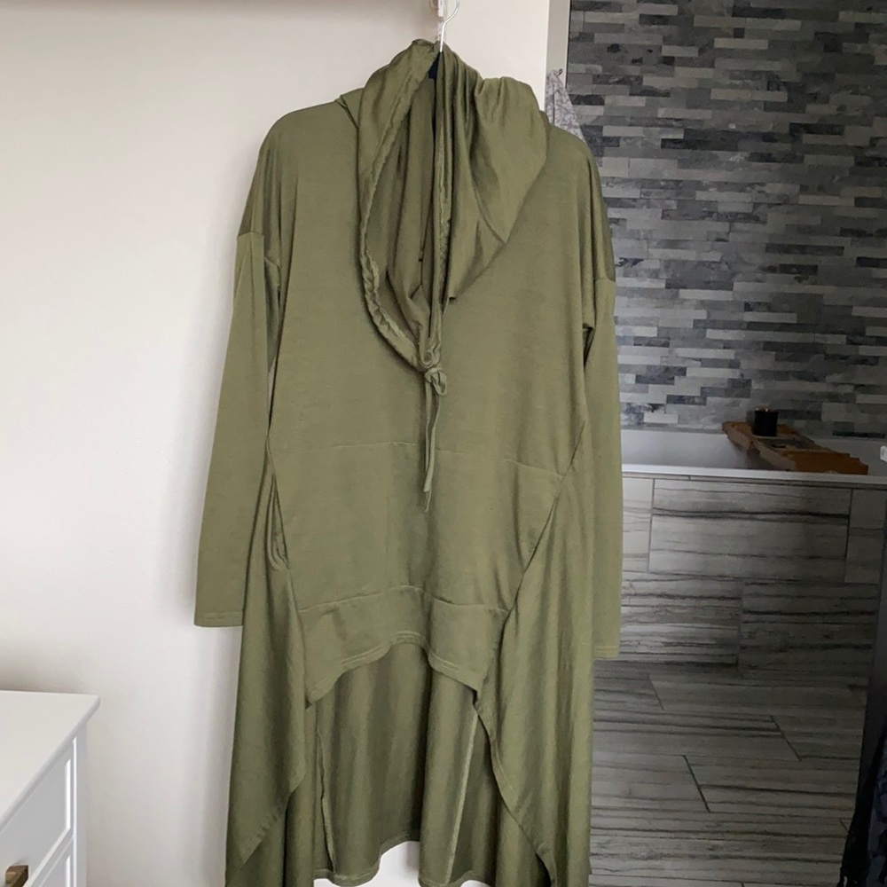 Cowl neck high low sweater